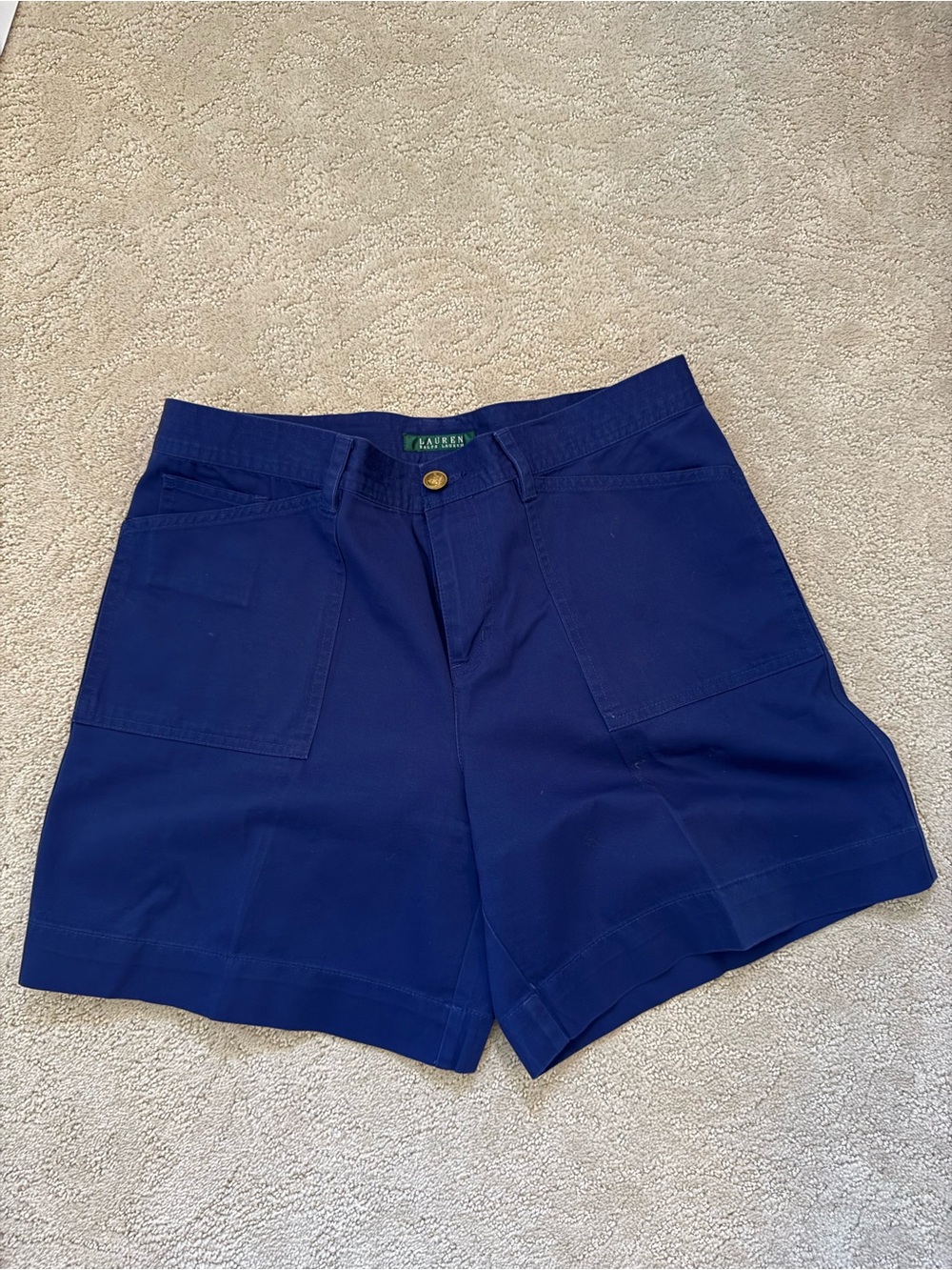 Lauren Ralph Lauren Cotton Shorts with Gold Anchor Button